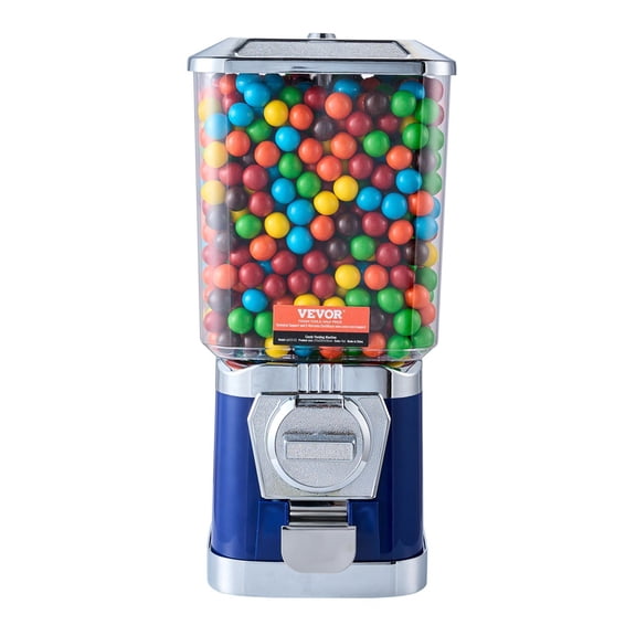 Gumball Machine for Kids, 17"H Home Candy Vending Machine, PC Gumball Dispenser, Bubble Gum Machine for Game Stores, Coin Operated Gumball Bank for Toy Capsules Bouncy Balls Candy, Blue