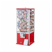 Gumball Machine for Kids, 25" Vending Machine, PS Bouncy Ball Dispenser, 230 Capsule Capacity, Red Retro Candy Machine for Home, Game Rooms & Stores, Coin Operated