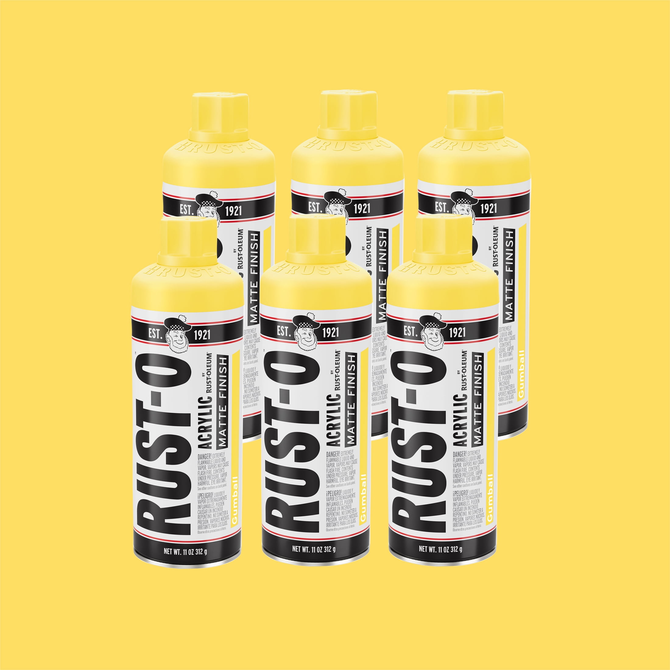 6 Pack, Gumball, Rust-Oleum Rust-O Acrylic Matte Spray Paint-392209, 11 ...