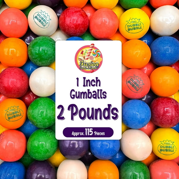 Gumballs 1 Inch - 2 Pound Bag - Gum Balls For Gumball Machine - Gumballs Bulk - Gum Ball Machine Refill - Assorted Fruit Flavor - Bubble Gum