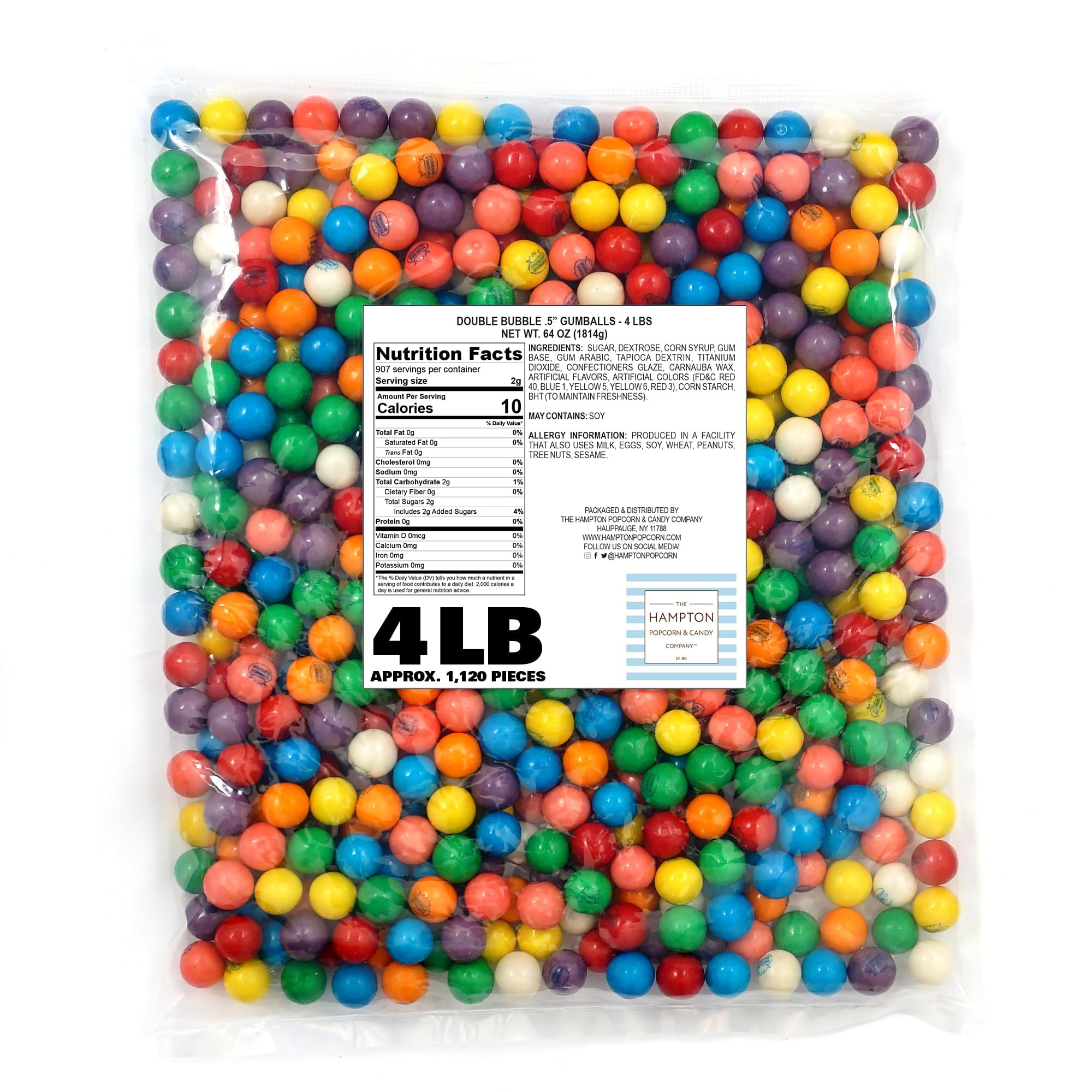 Gumballs for Gumball Machine, 0.5 Inch Mini Gumballs, Approx. 1,120 Pieces, 4lb Bulk Bag, Dubble Bubble Assorted Fruit Flavored Bubble Gum, Gumball Machine Refills