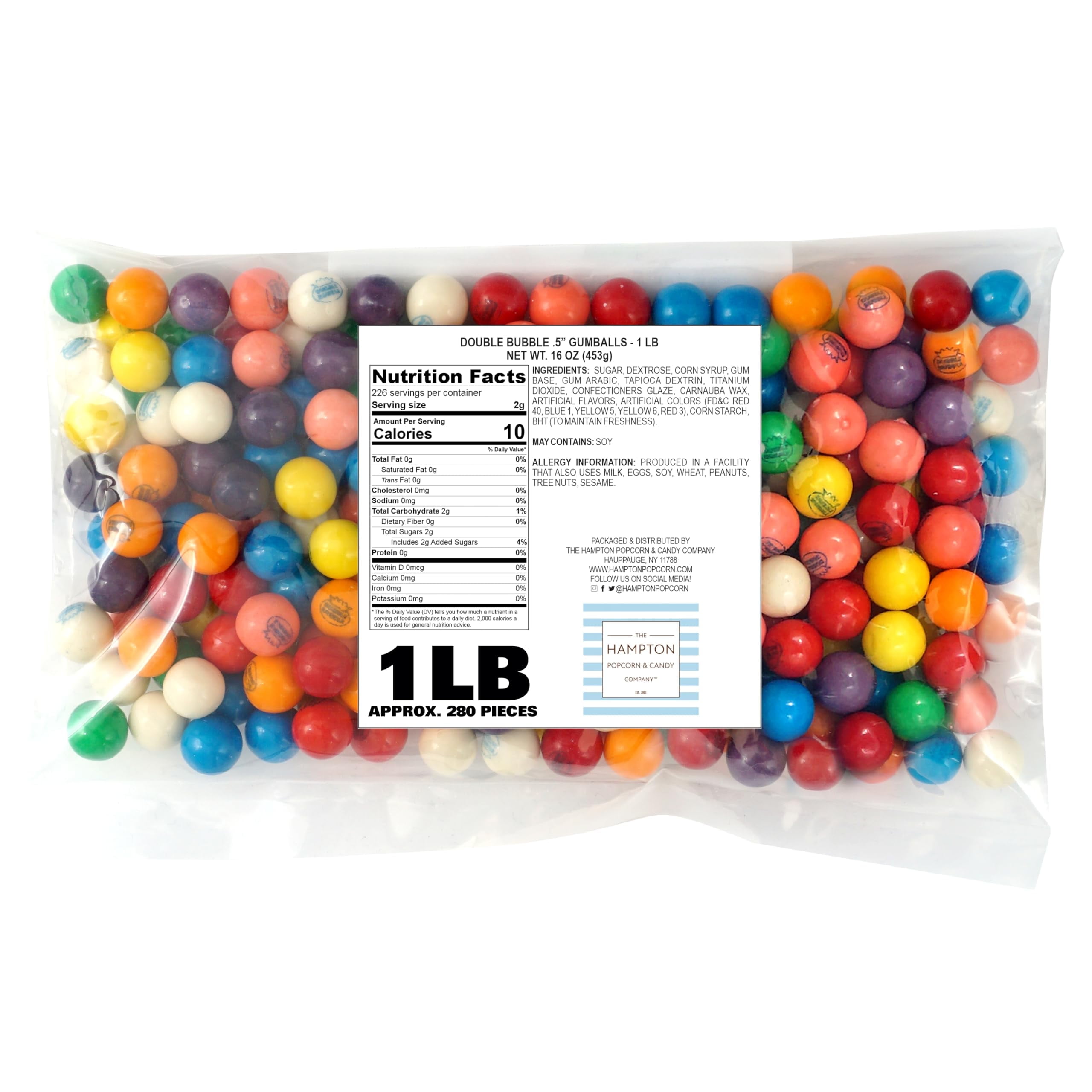 Gumballs for Gumball Machine, 0.5 Inch Mini Gumballs, Approx. 280 Pieces, 1lb Bulk Bag, Dubble Bubble Assorted Fruit Flavored Bubble Gum, Gumball Machine Refills