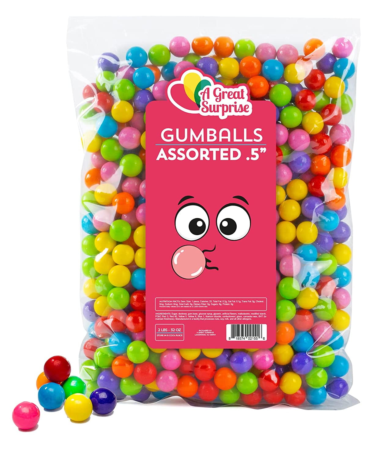 Gumballs for Gumball Machines - Apx. 620 Rainbow Gumballs - 2 Pounds -  Gumballs Refill - Mini Gumballs 1/2 Inch - Bulk Candy for Candy Machine