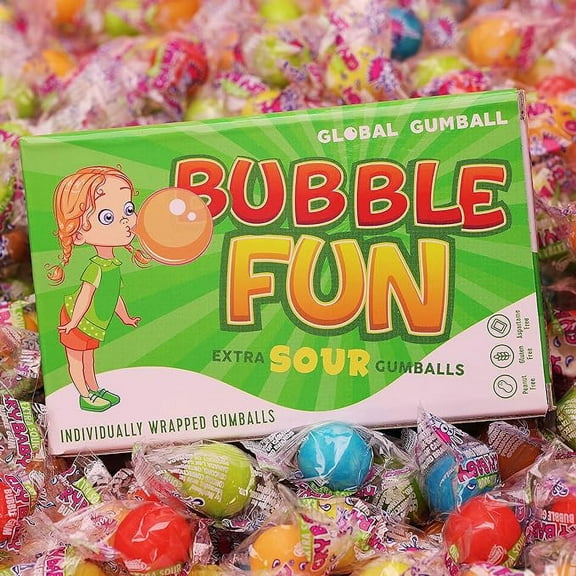 Gumballs for Kids - Sour Gum - Individually Wrapped Gumball - Chewing Bubble Gum - 8 Oz Gift Box - Fruity Gum Balls Mix