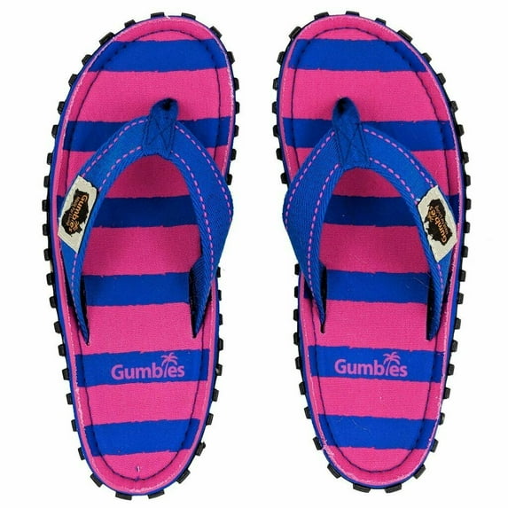 Gumbies - Islander Canvas Men's Women's Flip-Flops Sandals - Blue & Pink Stripe