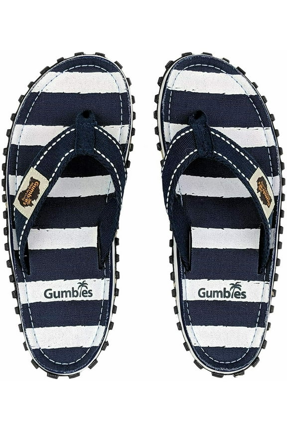 Islander Women's Flip-Flops Sandals - Navy & White Deck Chair - Size 5