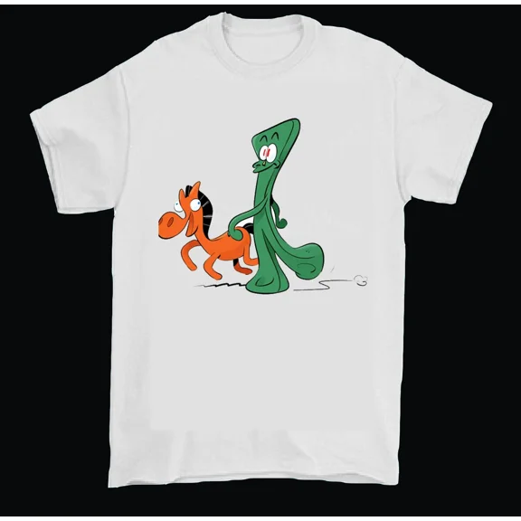 Gumby And pokey Cartoon T-shirt Tee Men Size S M L 234XL White SG350