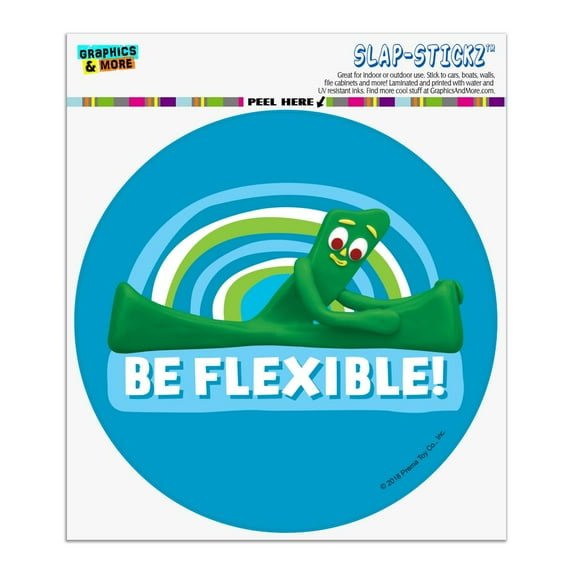 Gumby Be Flexible Stretching Yoga Automotive Car Window Locker Circle Bumper Sticker