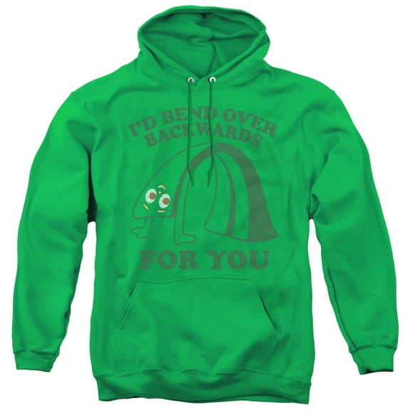 Gumby Bend Backwards Adult Pullover Hoodie Sweatshirt Kelly Green