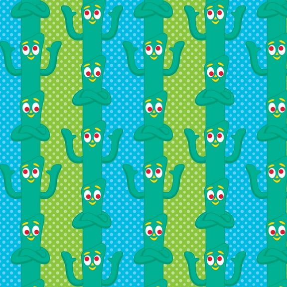 Gumby Fun Blue Green Polka Dots Pattern Premium Roll Gift Wrap Wrapping Paper