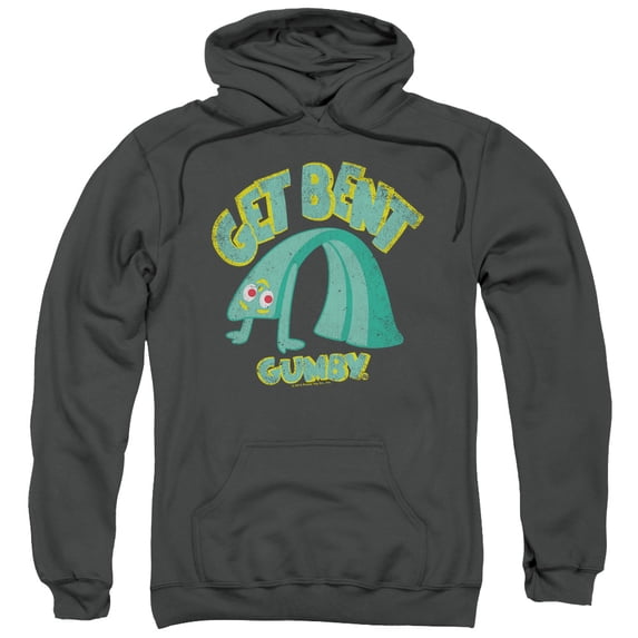 Gumby Get Bent Adult Pullover Hoodie Sweatshirt Charcoal