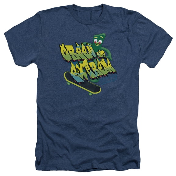 Gumby Green And Extreme Officially Licensed Heather Adult T Shirt