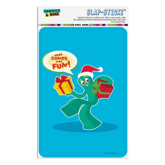 Gumby In Santa Hat With Gifts Here Comes The Fun Home Business Office Sign