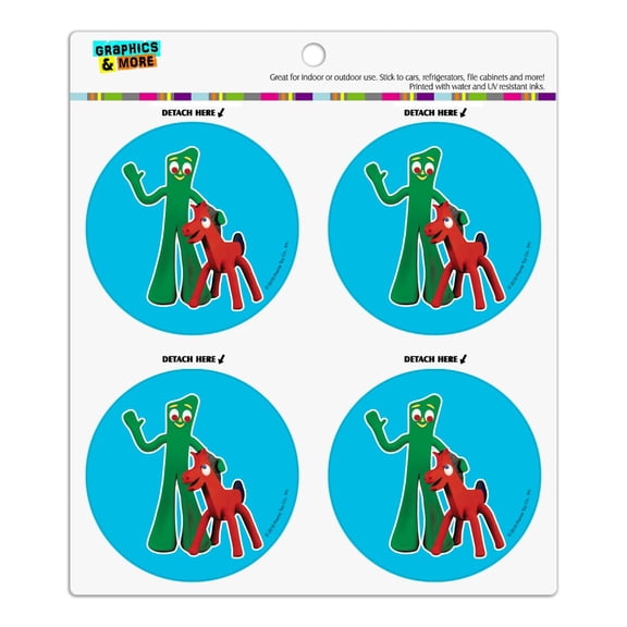 Gumby Pokey Best Friends Clay Art Refrigerator Fridge Locker Vinyl Circle Magnet Set