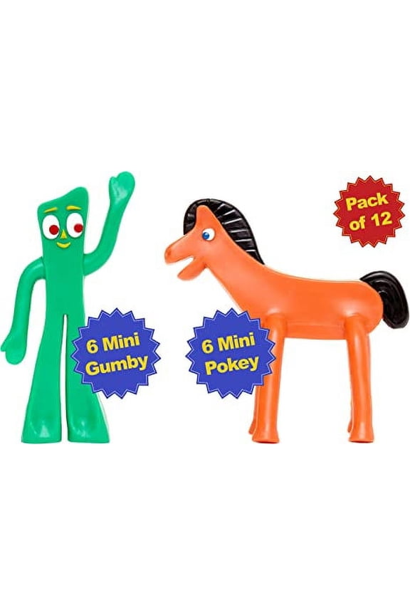 Gumby & Pokey Mini 3-inch Bendable Figures - Pack of 12