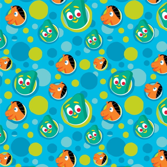 Gumby Pokey Pattern Blue Green Dots Pattern Premium Roll Gift Wrap Wrapping Paper