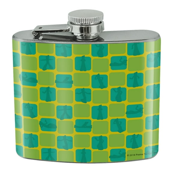 Gumby Silhouettes Posing Pattern Stainless Steel 5oz Hip Drink Kidney Flask