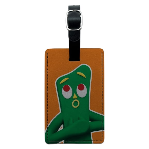 Gumby Singing Clay Art Rectangle Leather Luggage Card Suitcase Carry-On ID Tag