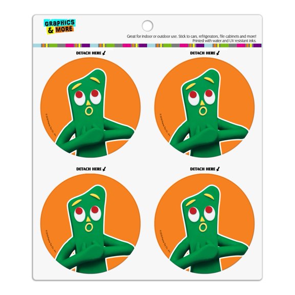 Gumby Singing Clay Art Refrigerator Fridge Locker Vinyl Circle Magnet Set