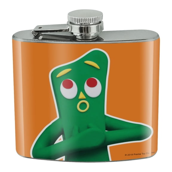 Gumby Singing Clay Art Stainless Steel 5oz Hip Drink Kidney Flask