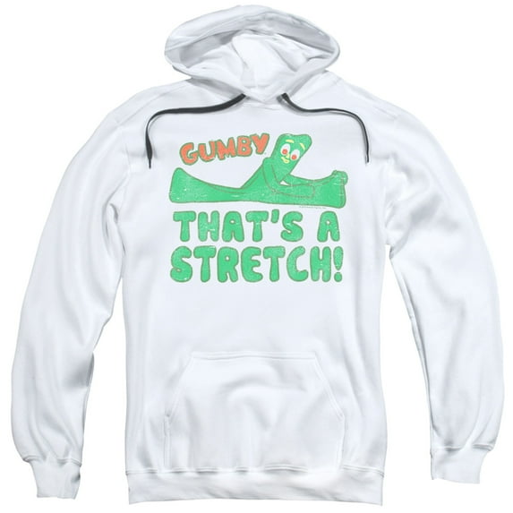 Trevco Gumby-Thats A Stretch Adult Pull-Over Hoodie, White - 2X