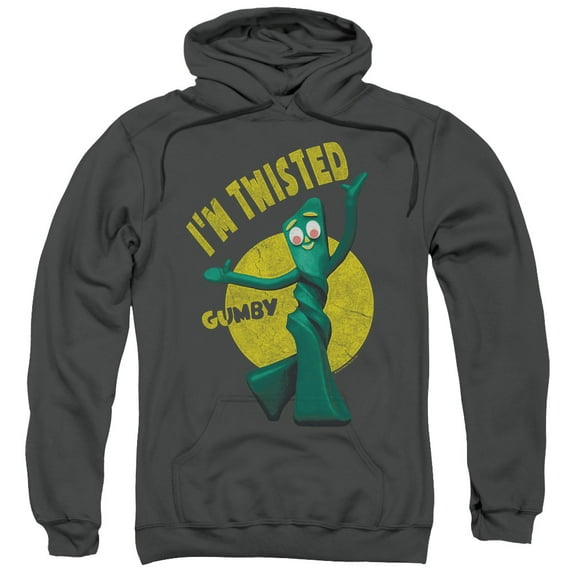 Gumby Twisted Adult Pullover Hoodie Sweatshirt Charcoal