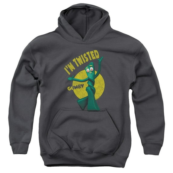 Gumby Twisted Youth Pullover Hoodie Sweatshirt Charcoal