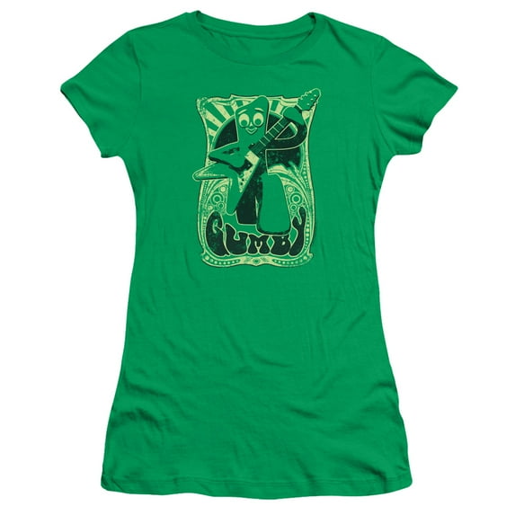 Gumby Vintage Rock Poster S/S Junior Women's T-Shirt Sheer Kelly Green