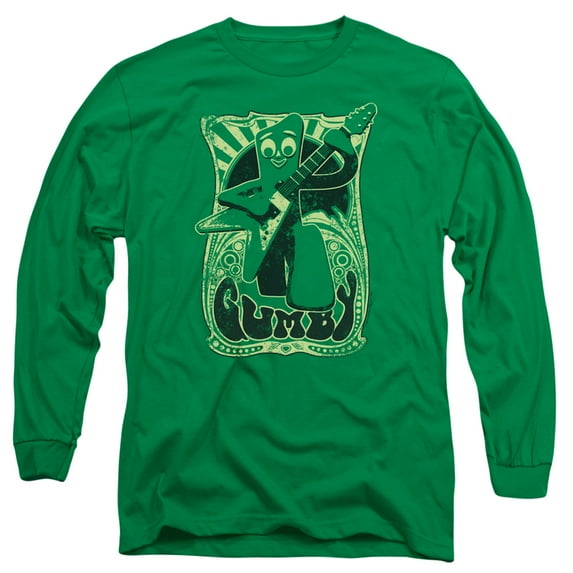 Gumby Men's Vintage Rock Poster Long Sleeve Medium Green