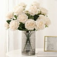 thumbnail image 1 of Gumesh 10 Roses Silk Bouquet - Lifelike Artificial Flowers for Home Decor, Wedding Centerpieces, Table Arrangements (e.g., Red/White), 1 of 6