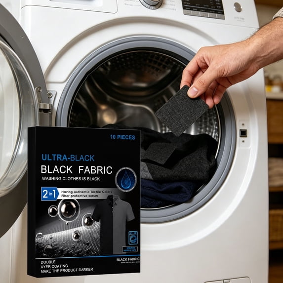 Gumesh 10 Sheets Ultra Black Fabric Dye for Black Clothing, Color Restoration, Clothing Painting, Clothing Dyes, 2 in 1 Formula with Fiber Protector Serum, Machine Washable for Cotton, Linen and Silk
