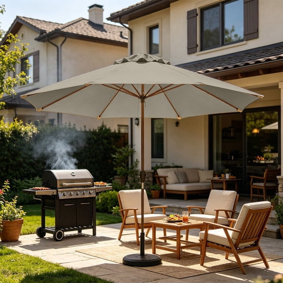 Gumesh 10ft Patio Umbrella Replacement Canopy, Market Umbrella Top, Outdoor Table Umbrella Canopy for 8 Ribs, Canopy Only,Gray