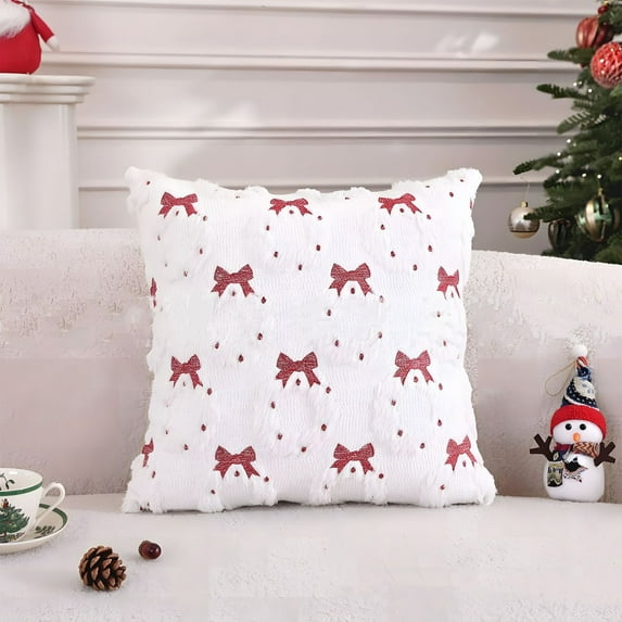 Gumesh 18x18 Inch Christmas Pillowcase Set , Red & Green Holiday Designs, Machine Washable Home Decor Cushion Cover for Sofa/Bed