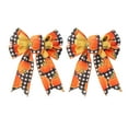 thumbnail image 1 of Gumesh 2 Pcs Handmade Thanksgiving Bow with Pumpkin & Maple Leaves, Autumn Harvest Ribbon Decoration for Wreaths, Table Centerpieces and Gift Wrapping, 12 Inch, 1 of 5