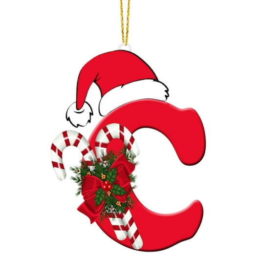 Gumesh 2D Acrylic Christmas Tree Alphabet Pendants - Personalized Family Name Letters for Holiday Tree Decorations, Festive Party Gifts (A-Z )
