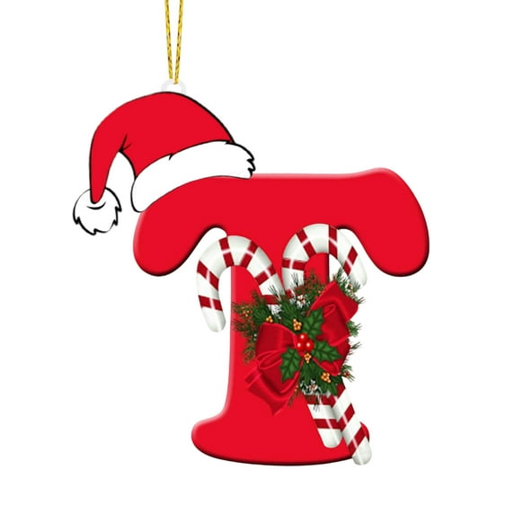 Gumesh 2D Acrylic Christmas Tree Alphabet Pendants - Personalized Family Name Letters for Holiday Tree Decorations, Festive Party Gifts (A-Z )