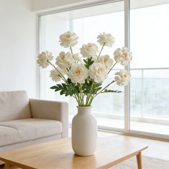 Gumesh 3 Pack Peonies Artificial Flowers Silk Peony Arrangement Bouquet for Wedding Centerpiece Garden Party Home Decor Elegant Vintage Fake Peonies(White)
