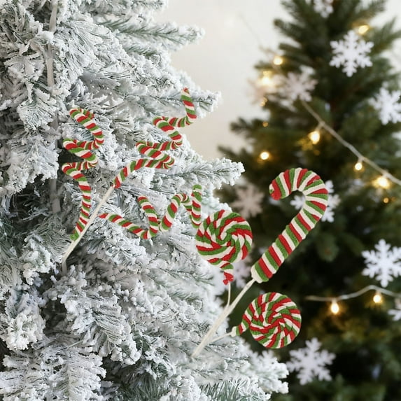 Gumesh 3-Piece Cozy Christmas Decor Set, Green Plush Twist Sticks & Greenery Picks for a Ready-to-Style Mantel or Tabletop Corner