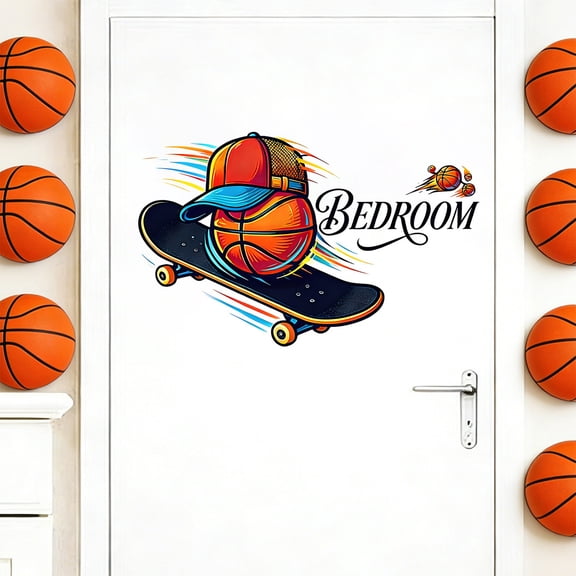 Gumesh 3D Basketball Wall Sticker , Wall Art Decal Peel and Stick Wall Decal for Sport Enthusiast Bedroom Gymnasium