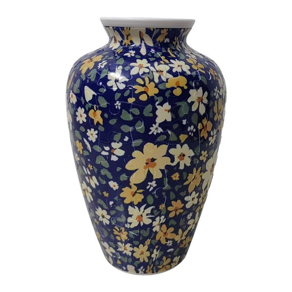 Gumesh 3D Puzzle Vase - Modular Flower Arrangement Decor | Waterproof Geometric Vase for Fresh(6.5" Tall, White/Gold Interlocking Pieces)