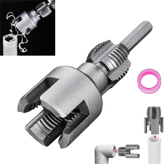 Gumesh 4 in 1 Water Pipe Wrench, 4 in 1 Pipe Wrench, 4 in 1 Pipe Threader, 1/2"Water Pipe Internal and External Integrated Threader, Integrated Internal & External Pipe Threading Tool