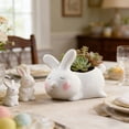 thumbnail image 1 of Gumesh 4 Inch Ceramic Bunny Planter, White Novelty Rabbit Pot with Drainage Tray, Cute Animal Shaped Flower Pot for Desktop Shelf, Easter Home Decor, 1 of 6
