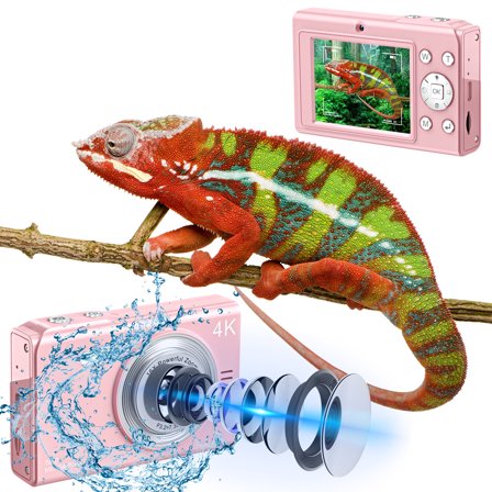 Gumesh 4K Vlog Camera for Beginners , Compact Travel Camera w/Optical Zoom & SD Card Slot (Portable for Campus/Travel, 0.3lbs)