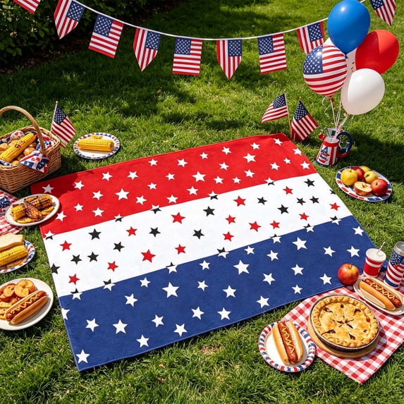 Gumesh 4th of July Patriotic Beach Towels Red White Blue Stars Striped Bath Towel Independence Day Decorations Soft Absorbent Oversized Quick Dry Large Oversized Bathroom Pool Blanket