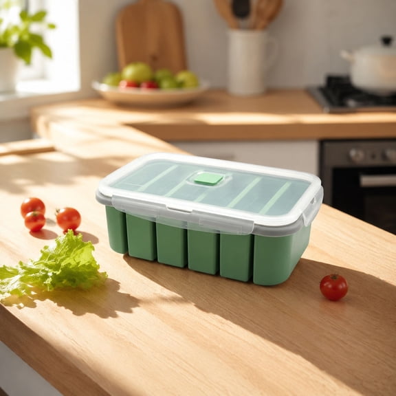Gumesh 6-Cavity Silicone Freezer Tray with Lid, Reusable Food Storage Container for Puree & Portion Control