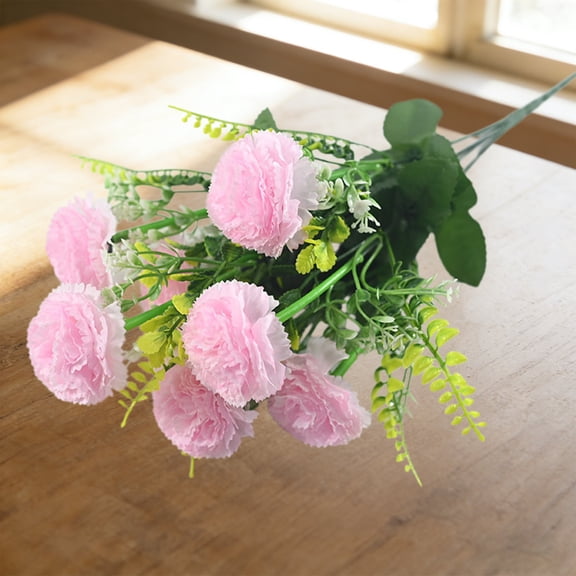 Gumesh 7 Head Artificial Carnation Flowers Bouquet, Fake Silk Flower Arrangement for Mother's Day, Teacher's Gift, Wedding Centerpieces, Home Table Decor