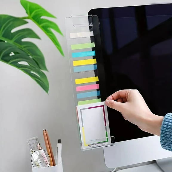 Gumesh Acrylic Desktop Memo Board - Transparent Computer Side Note Organizer for Office & Home