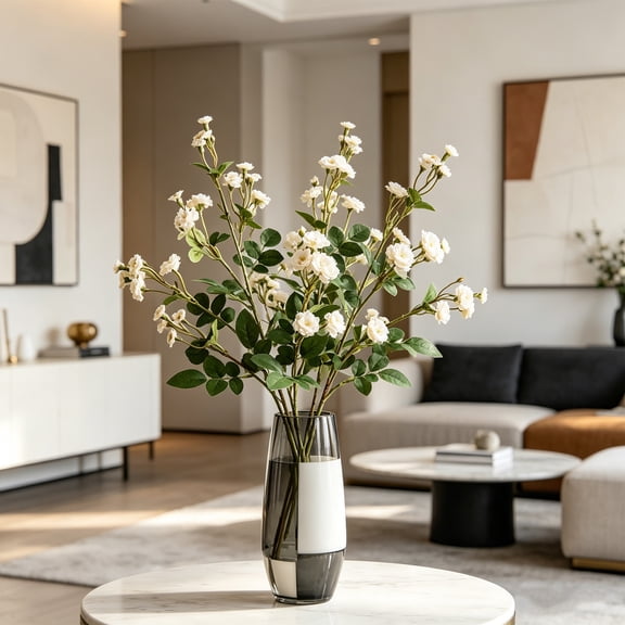 Gumesh Artificial Flowers Fake Flower Faux Willow Branches Long Stems for Vase Wedding Home Office Party Hotel Restaurant Decoration (White)