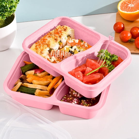 Gumesh Bento Snack Box Containers, 2 Compartment Divided Stackable Food Storage Containers , Meal Prep Lunch Container