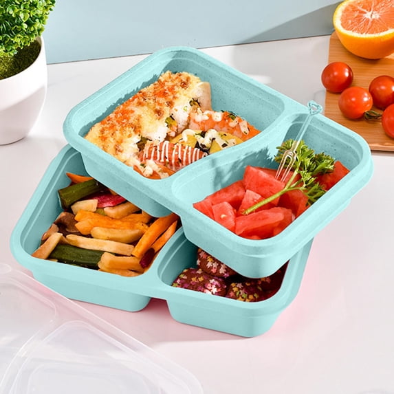 Gumesh Bento Snack Box Containers, 2 Compartment Divided Stackable Food Storage Containers , Meal Prep Lunch Container